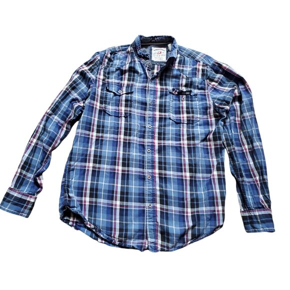 Thread And Cloth Shirt Men Large Long Sleeve Plaid Button Cotton Travel Classic - Picture 1 of 5